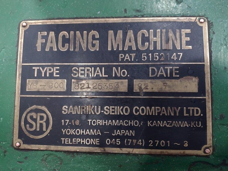 6" TO 24" SANRIKU MODEL #YS-800 HEAVY DUTY PIPE FACING MACHINE: STOCK #17948