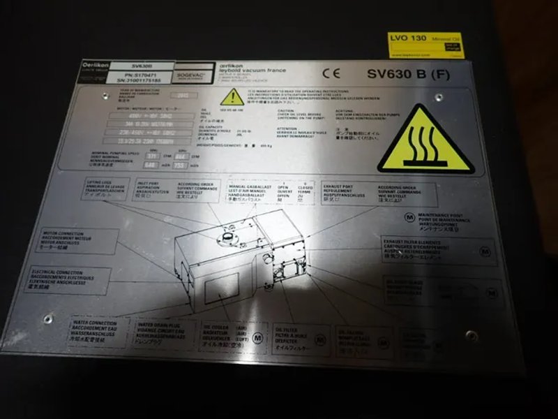 Oerlikon Leybold 25 Hp Vacuum Pump - Sv630b