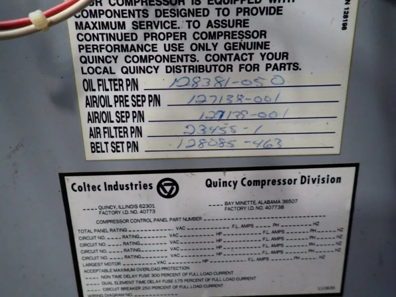 Quincy Air Compressor - Osb 25ana32n