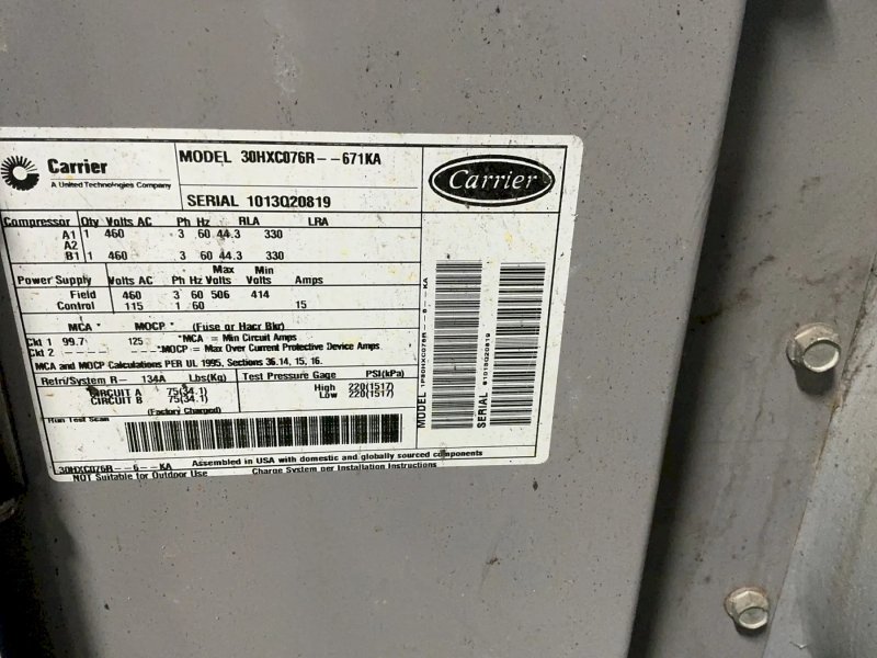 Carrier 30 Bar Water Cooled Chiller - 30hxc076r—661ka