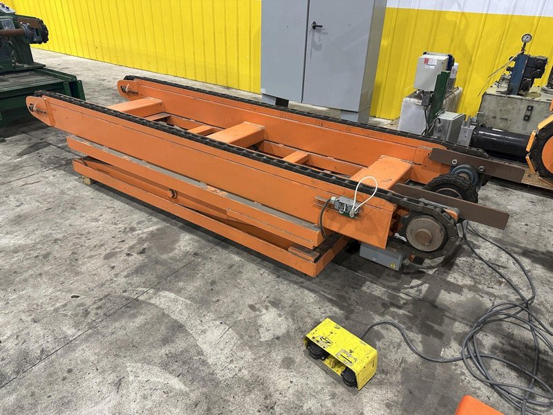SWEED LOAD CLAMP &amp; TURNER / PACMAN FLIPPER SYSTEM WITH POWERED INFEED &amp; OUTFEED CONVEYORS: STOCK #22075