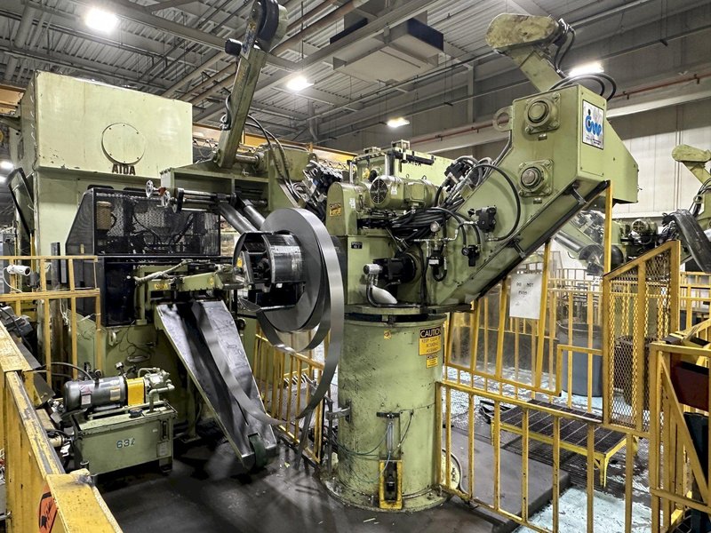 220 TON AIDA #PMX-L2-200H SSDC PRESS LINE, COMPLETE WITH CWP SPACE SAVER COIL FEED LINE: STOCK #22213