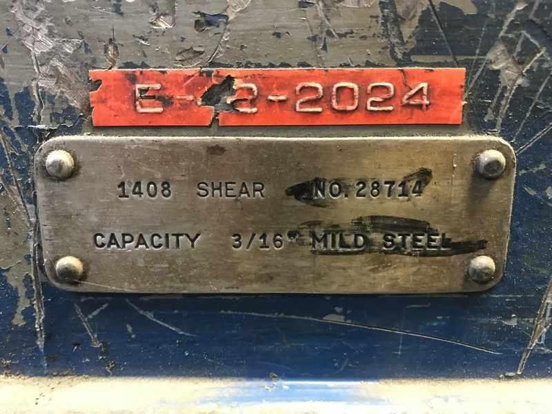 0.187" x 8' Cincinnati Power Sq. Shear