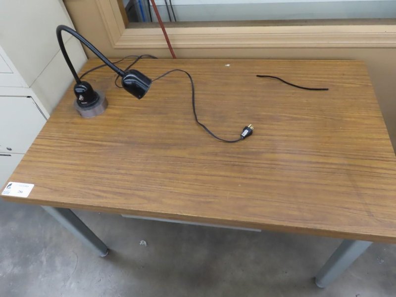 Work Desk w Metal Frame w Contents- Auction Item