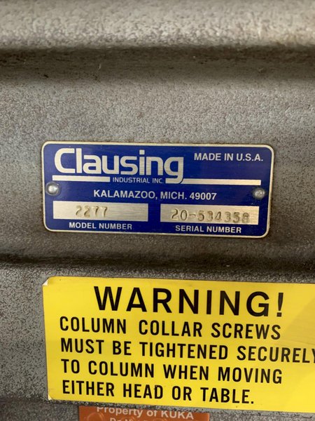 20" CLAUSING 2277 VARIABLE SPEED DRILL PRESS. STOCK # 0679924