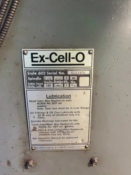 Ex-cell-o 42” X 9” Vertical Mill - 602