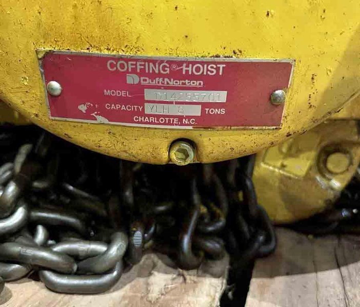 8 TON COFFING MANUAL CHAIN HOIST / DRIVEN MANUAL TROLLEY STOCK# 3530