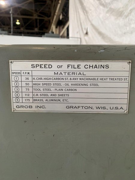 18" GROB FAB18 CONTINUOUS FILE MACHINE. STOCK # 0254724