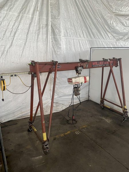 2 TON WALLACE A FRAME ROLLING GANTRY CRANE. STOCK # 0523823