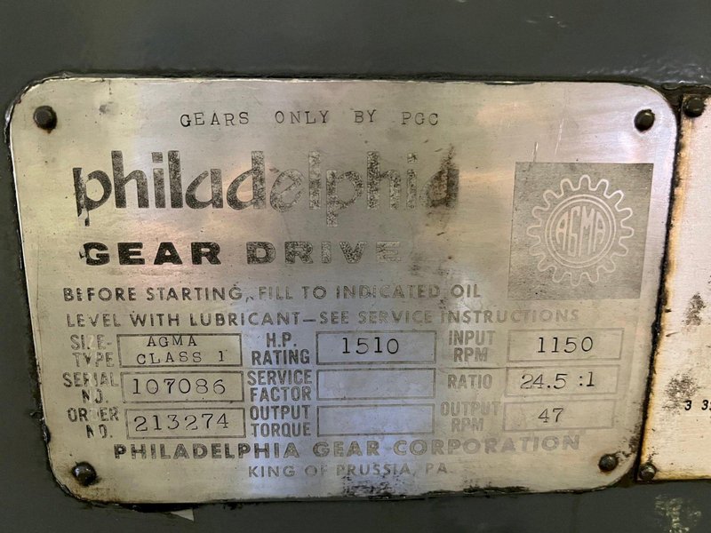 Used, 1510 Horsepower Philadelphia Gear Drive