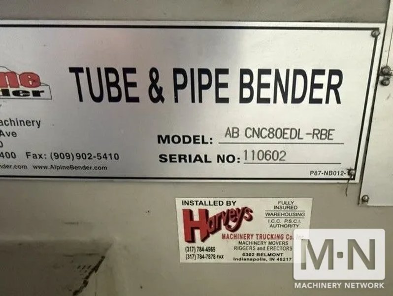 2011 ALPINE AB CNC80EDL-RBE DOUBLE STACK MULTI AXIS CNC TUBE BENDER