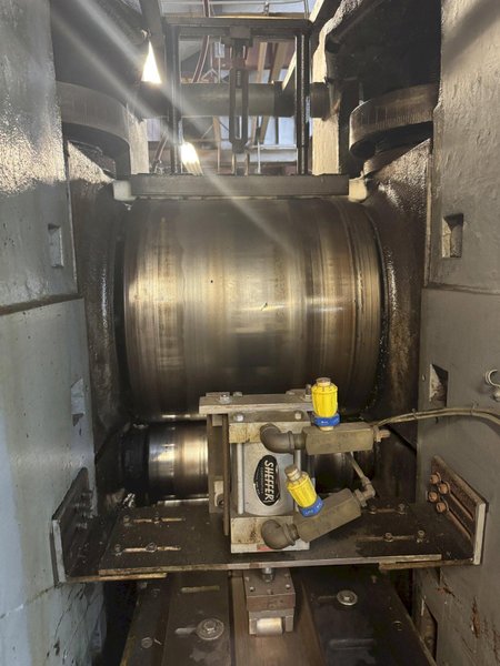 20" WIDE X 22" ROLL DIAMETER 4-HI BLISS 100 HP POWERED ROLLING MILL. STOCK # 0886025
