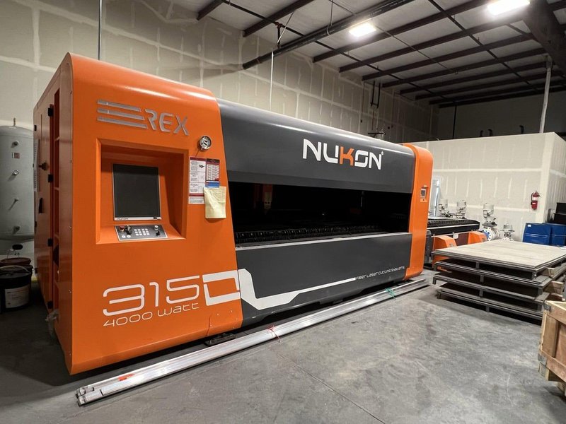 4000 Watt Nukon REX315 GX Fiber Laser, 2022 – 5’x10′ Table,  Dust Collector, Chiller
