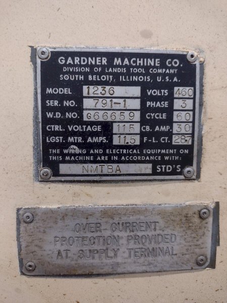 12" x 36" GARDNER MODEL #1236 HYDRAULIC HORIZONTAL SURFACE GRINDER: STOCK #19300