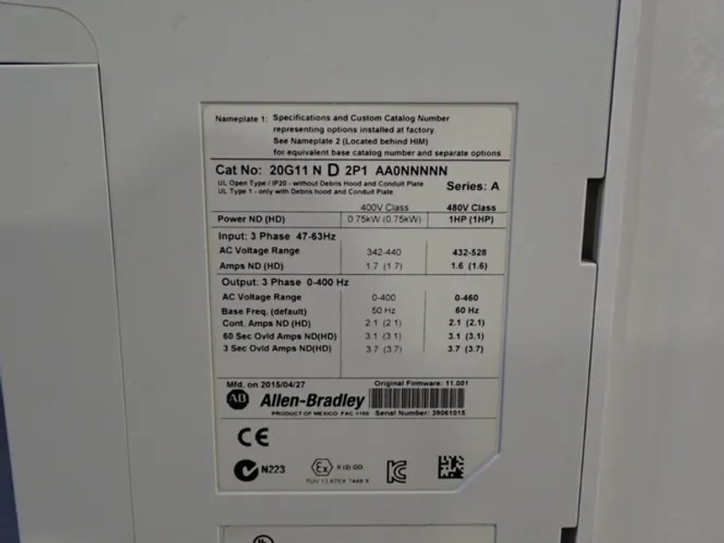 Allen Bradley  1 Hp Series A Powerflex755 - 20g11nd2p1aa0nnnnn