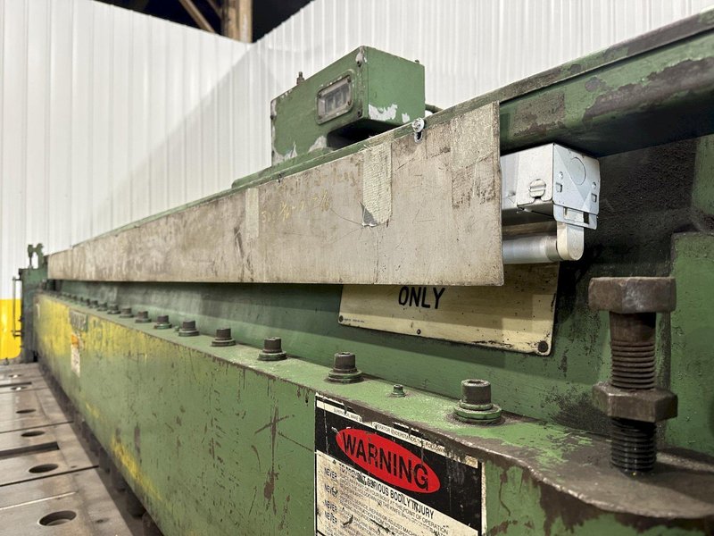 12' X 1/2" WYSONG MODEL #1250 MECHANICAL POWER SQUARING SHEAR. STOCK #1228024