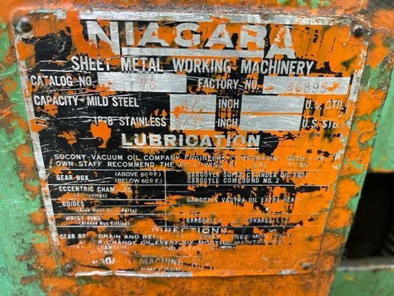 6' X 1/4" NIAGARA MODEL #76B POWER SQUARING SHEAR: STOCK #76550