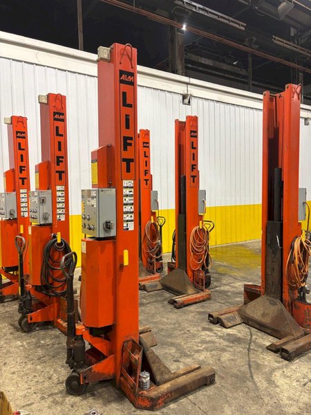 (6) 18,000 LB ALM MODEL #WE-18 HEAVY DUTY ELECTRIC MOBILE COLUMN LIFT AUTOMOTIVE JACKS: YOBRO #24551