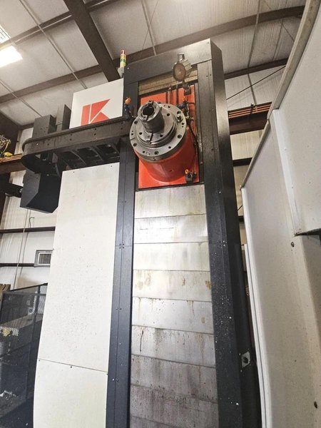 Kuraki AKB-13 5″ Spindle Horizontal Boring Mill, 2015 – Fanuc 0iMB Control 5 Axis Control, 60 ATC, 1000 psi TSC, Rigid Tap, Full B Axis 360 Degree Rotary Table, Barnes Chip/Coolant Separator w/ Lift Up Conveyor