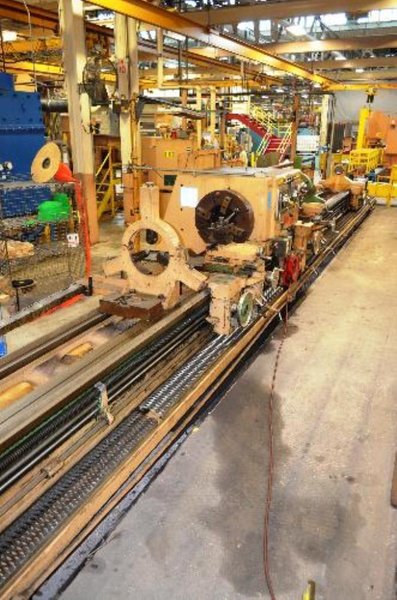 32.5" X 22'/10' LODGE &amp; SHIPLEY HOLLOW SPINDLE DUAL BED LATHE: STOCK #61320