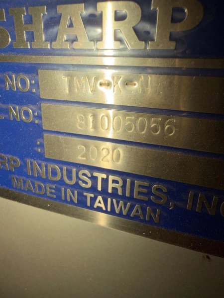 USED SHARP 10" X 54" HEAVY-DUTY KNEE MILL MODEL TMV-K-N WITH 3-AXIS READOUT
