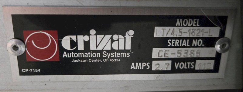 CRIZAF LT/4.5-1621-L ADJUSTABLE VERTICAL CONVEYOR USED