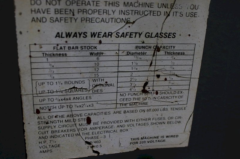 70 TON DAVIS HYDRAULIC IRONWORKER: STOCK #74830