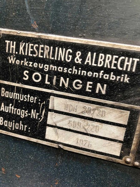 KIESERLING MODEL WDH 20/30 BAR PEELING MACHINE (14079)
