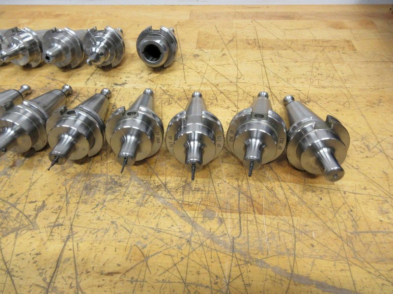 Pioneer CAT40 (15pcs) End Mill Holders, (10) 1/8" Dia, (2) 3/16" Dia, (1) 1/4" Dia, (1) 3/8" Dia, (1) 1" Dia- Auction Item