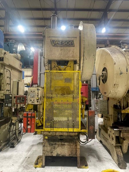 150 ton Verson Single Crank Mechanical Metal Stamping Gap Frame Press For Sale, Model 150-OBG Includes Mechanical Recondition!