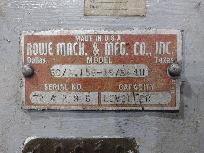 60" X .057" 19 ROLL HERR-VOSS 66/1.156-19/9 4-HI PRECISION LEVELER. STOCK # 0219426