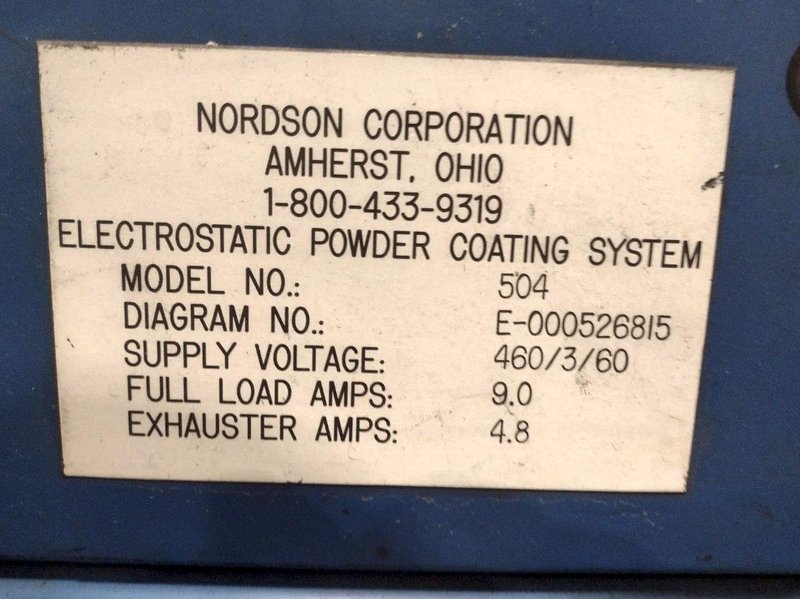 NORDSON POWDER COAT PAINT SYSTEM WITH FEEDER &amp; I-CONTROL. STOCK # 0985226
