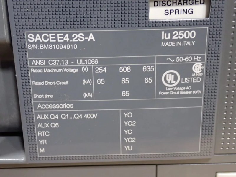 ABB Air Circuit Breaker - Sace E4.2s-a