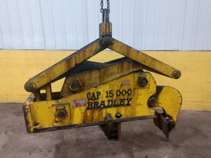 15,000 LB 7.5 TON BRADLEY SINGLE RIM VERTICAL COIL LIFTING TONG SCISSOR TYPE COIL LIFT: STOCK #14208
