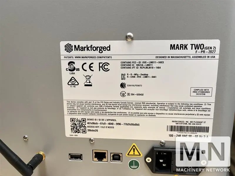 MARKFORGED  3D PRINTER MODEL MARK TWO MFG 2020 (2) AVAILABLE