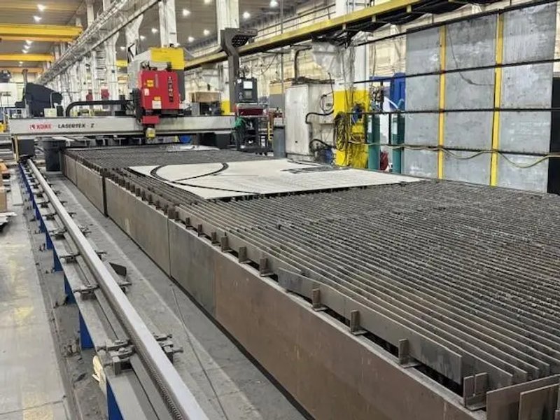 USED KOIKE 10' X 100' CO2 PLATE LASER WITH (2) 4,000 WATT RESONATORS, Year: 2007