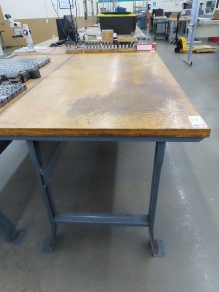 Work Bench, Wood Top, Metal Legs- Auction Item