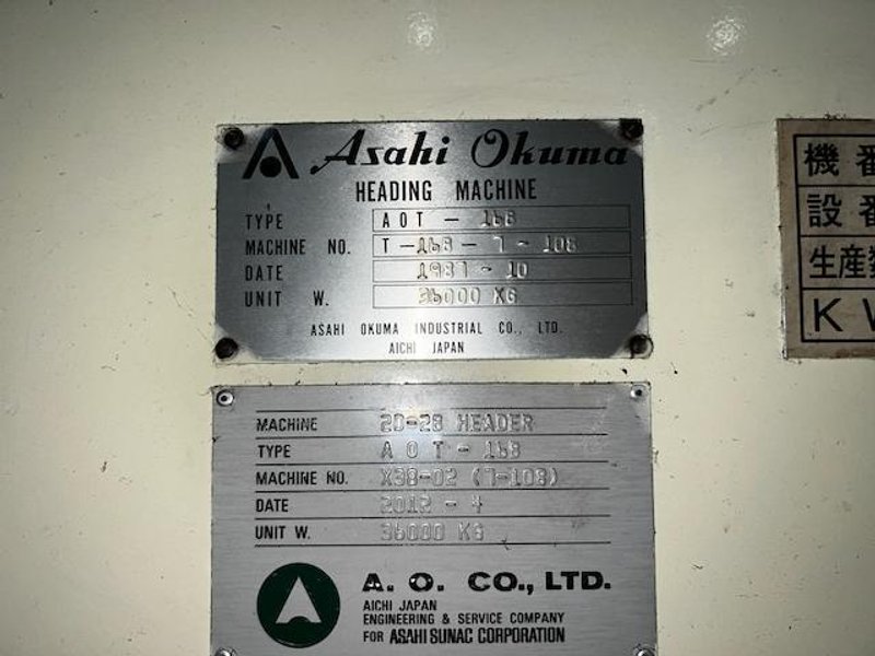 Asahi Okuma Model AOT-16B Two Die Two Blow Heading Machine