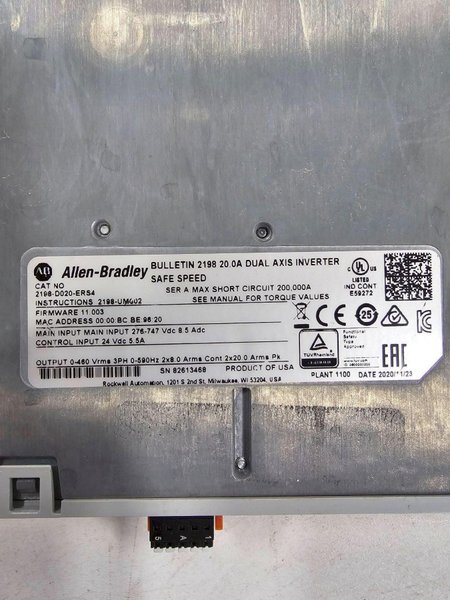 ALLEN BRADLEY KIETIX 5700 2198-D020-ERS4 DUAL AXIS INVERTER USED