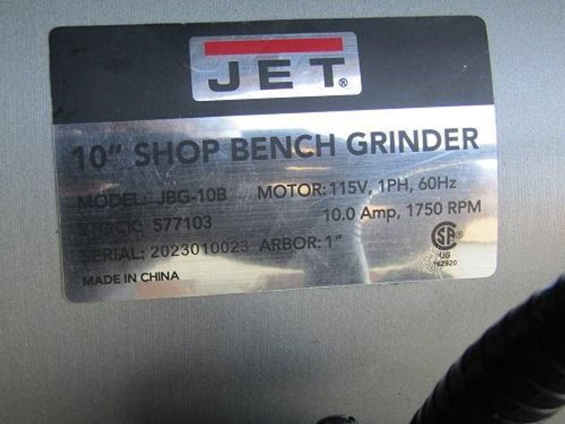 10" JET MDL. JBG-10B SHOP PEDESTAL GRINDER