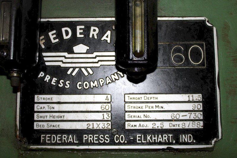 60 TON FEDERAL OBI METALWORKING PUNCH PRESS