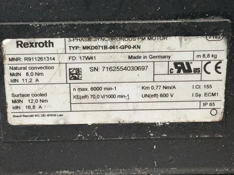 Rexroth 6000rpm Synchronous Servo Motor - R911261314