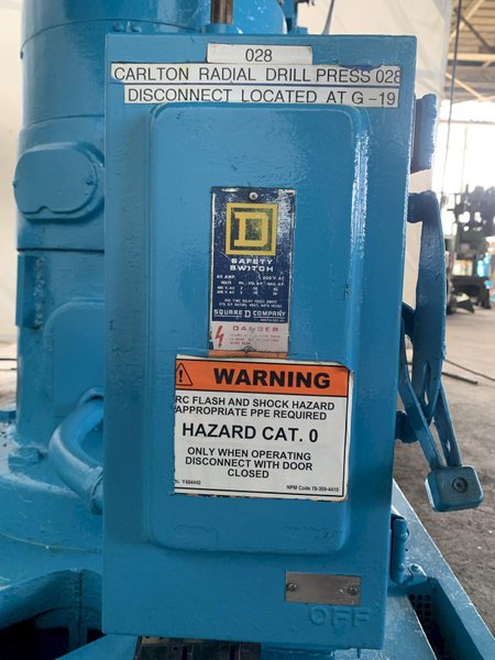 4' X 11"  CARLTON NATCO 1A RADIAL ARM DRILL. STOCK # 0893624