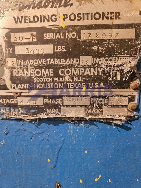 3000 lb. Ransome 30P Welding Positioner