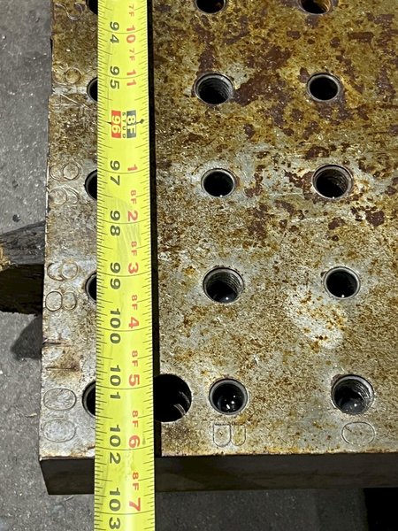 102" X 30" X 2" DRILLED &amp; TAPPED STEEL LAYOUT PLATE: STOCK #18318