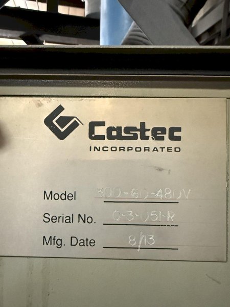 2013 Castec model 300-60-480v 300# per minute electric sand heater s/n 0-2-051R with controls