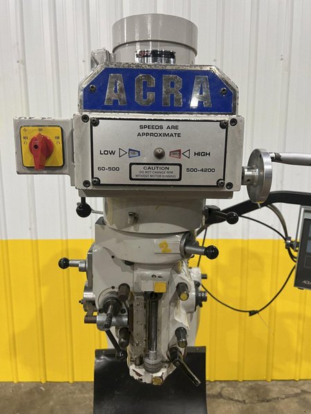 3 HP ACRA MODEL #AM-2V VERTICAL RAM TYPE KNEE MILL: STOCK #18827