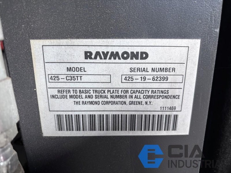 2019 - 3,500 LB. RAYMOND MODEL 425-C35TT STAND-UP ELECTRIC FORKLIFT