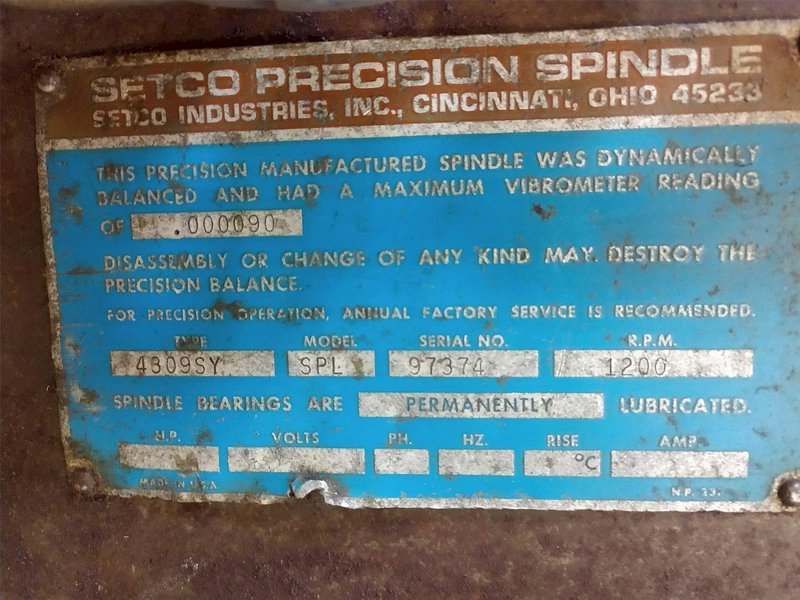 1200 RPM SETCO PRECISION HORIZONTAL GRINDING SPINDLE: STOCK 13710