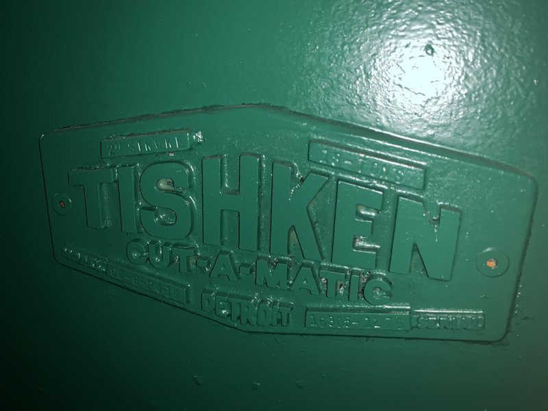 18 TON TISHKEN MODEL #CO-6-24-18 4 POST CUT OFF PRESS, 2" STROKE: STOCK #10484